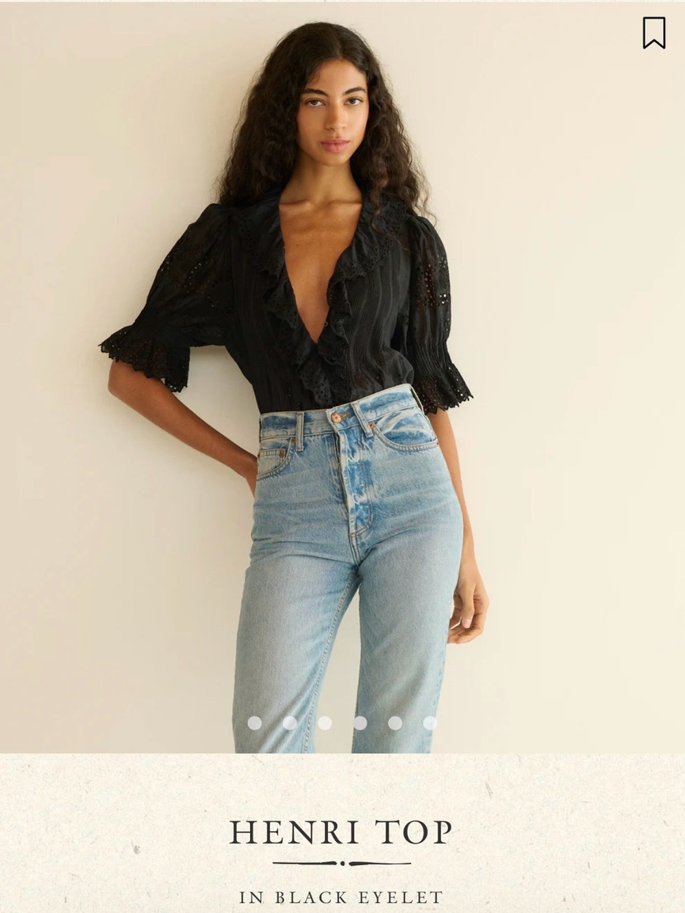 Doen Black Henri eyelet Blouse size large